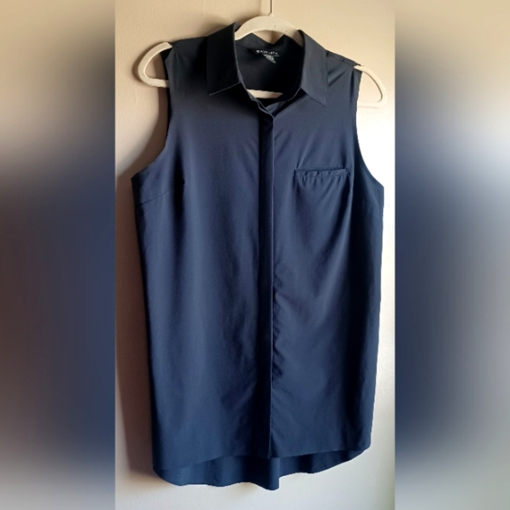 Athleta Sleeveless Black Collared Tank Top